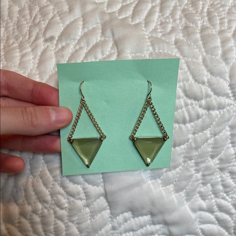 Gold & green earrings